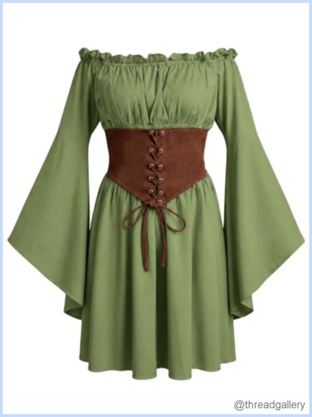 Renaissance Dress Off Shoulder Bell Sleeve Corset Medieval Cosplay Costume